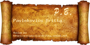 Pavlekovics Britta névjegykártya